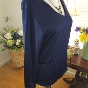 Orange USA sz sm top navy textured